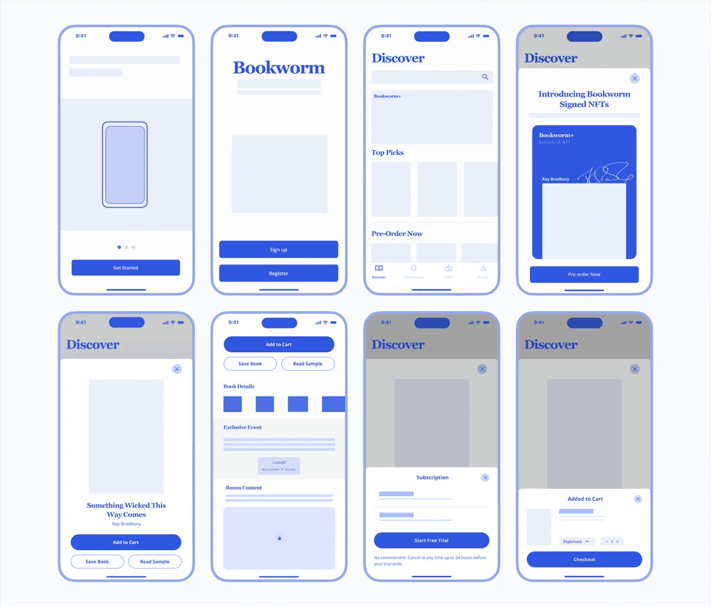 Low-fidelity wireframes
